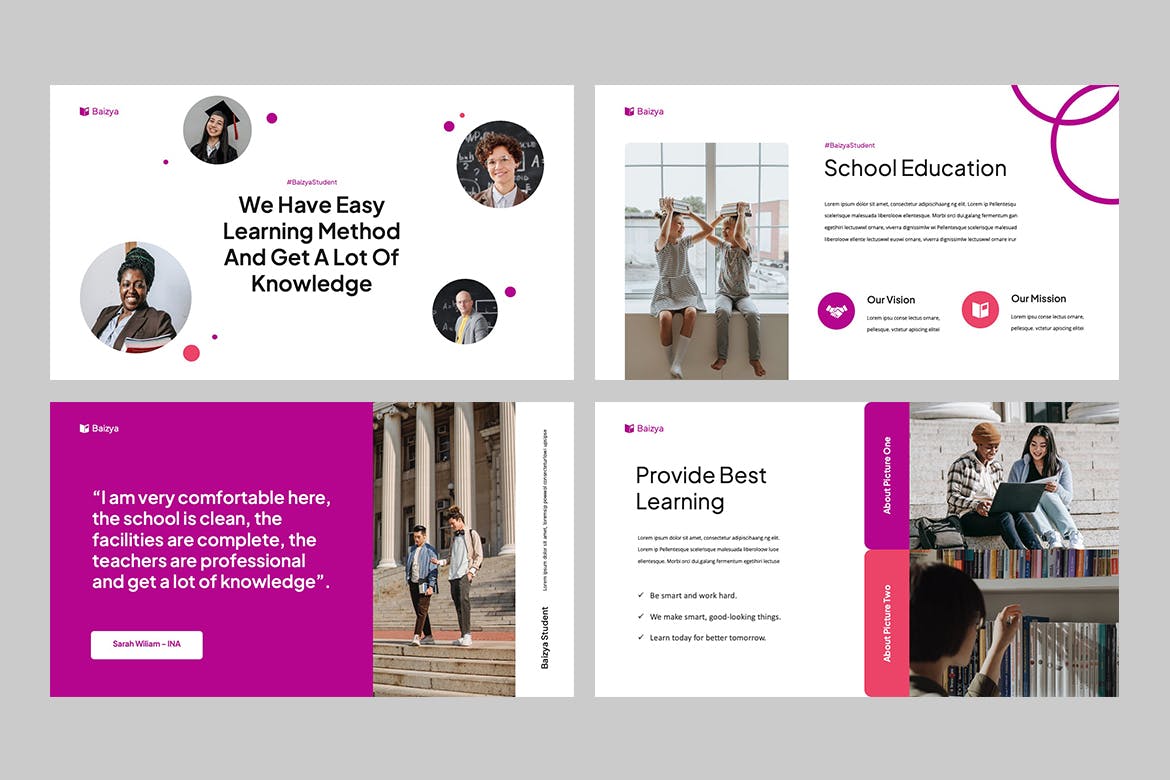 教育方式交流PPT模板下载 BAIZYA – Education Powerpoint 幻灯图表 sucaiwan.com