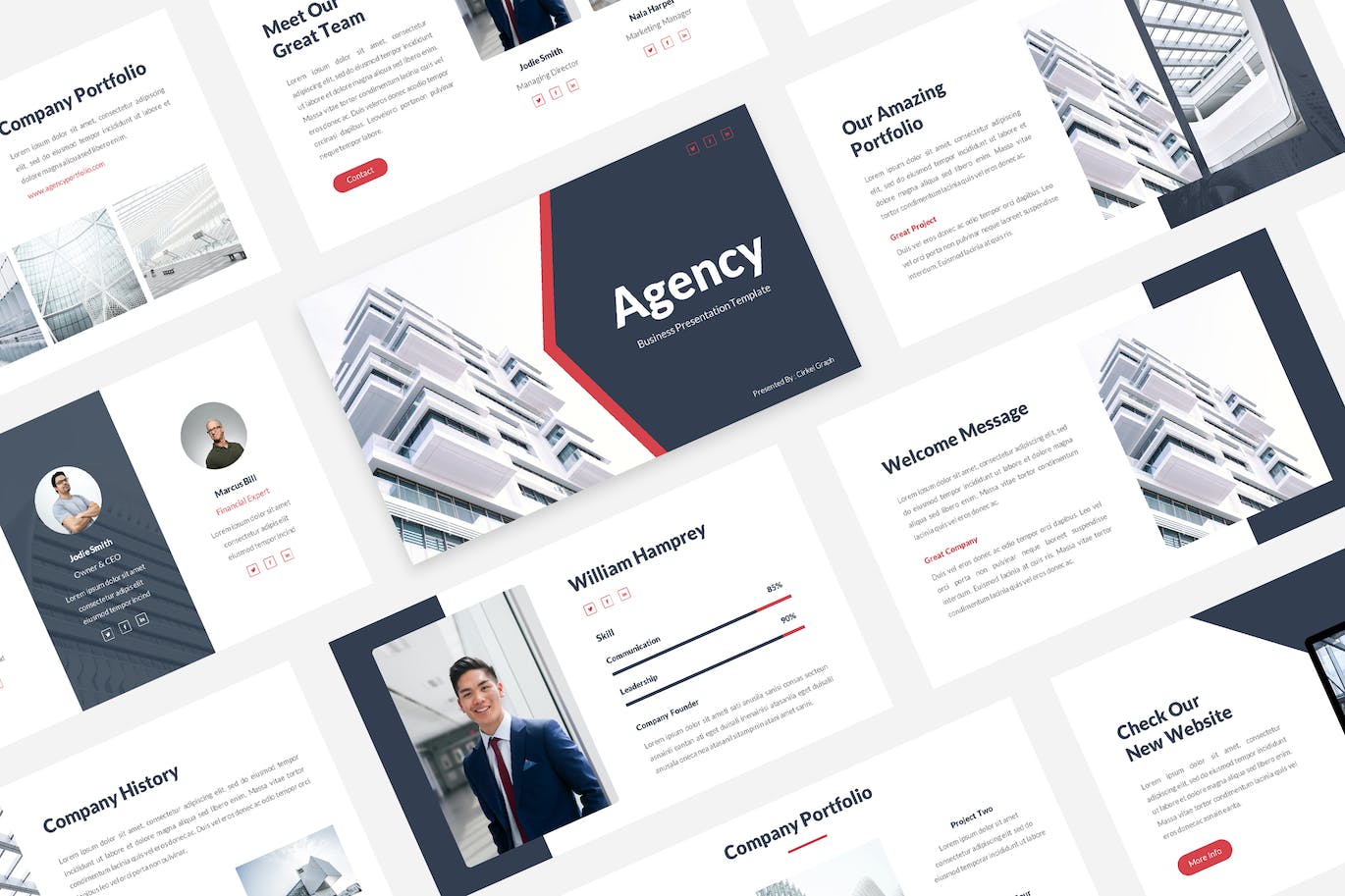 公司/企业介绍PPT幻灯片模板素材 Agency – Business PowerPoint Template 幻灯图表 sucaiwan.com