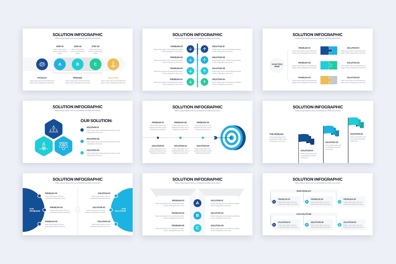 解决方案信息图表矢量模板 Business Solution Illustrator Infographics 幻灯图表 sucaiwan.com