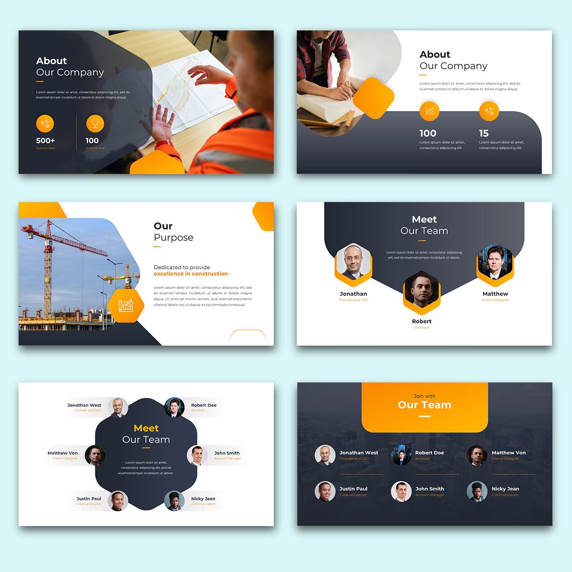建筑结构设计PPT创意模板 Corr – Constructions PowerPoint Template 幻灯图表 sucaiwan.com