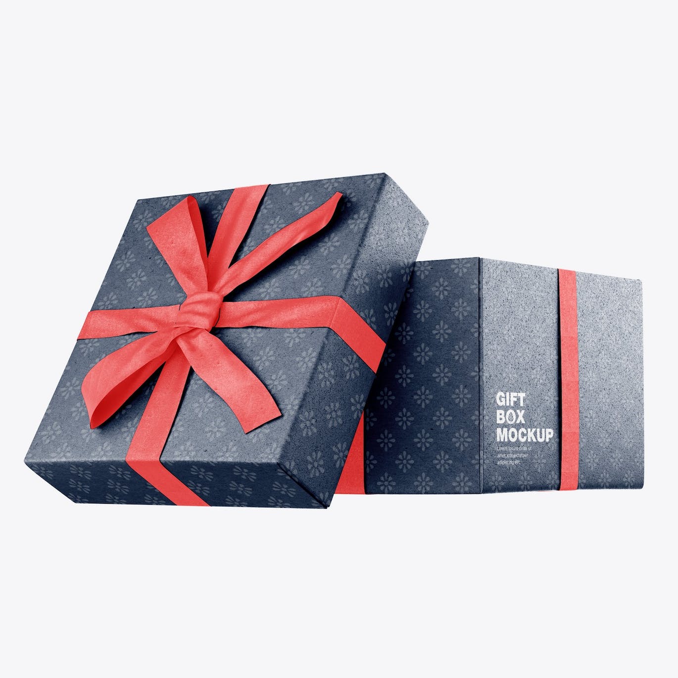 光泽蝴蝶结礼品盒设计样机 Set Glossy Gift Box Mockup 样机素材 sucaiwan.com