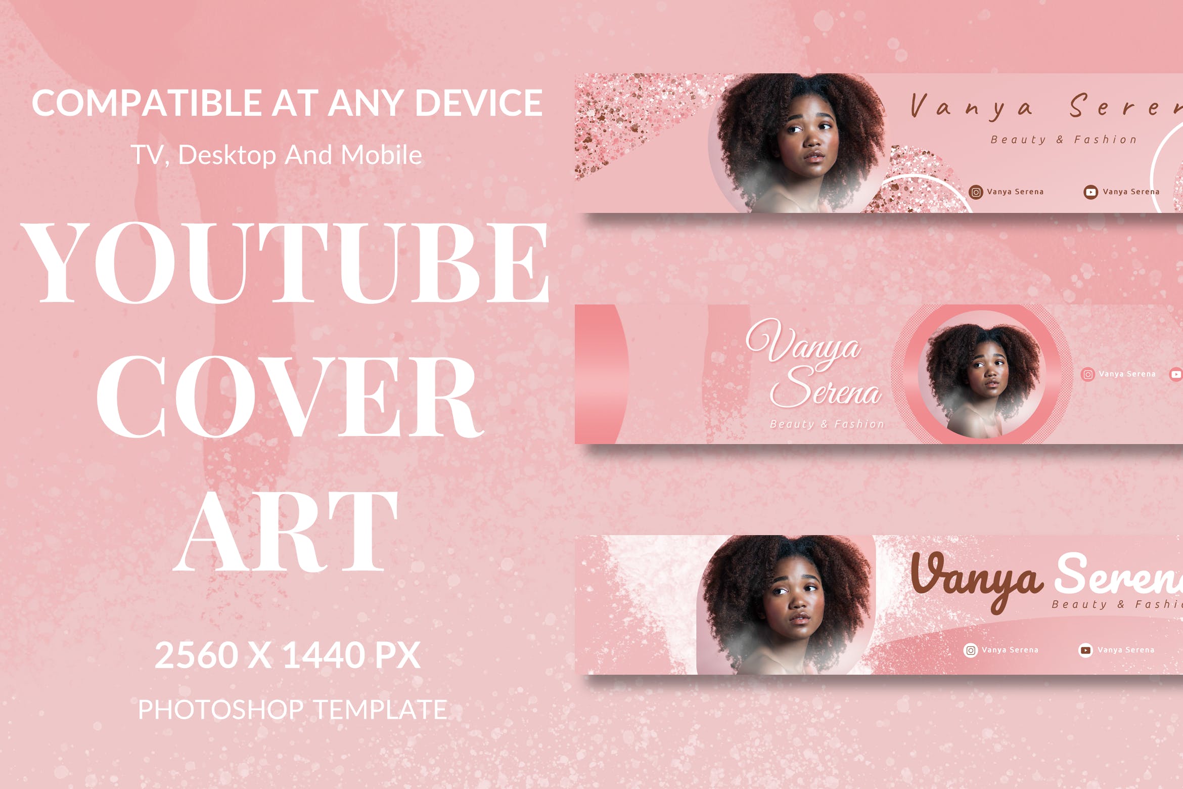 美容时尚–Youtube频道艺术Banner模板 Beauty Fashion – Youtube Channel Art Header 设计素材 sucaiwan.com