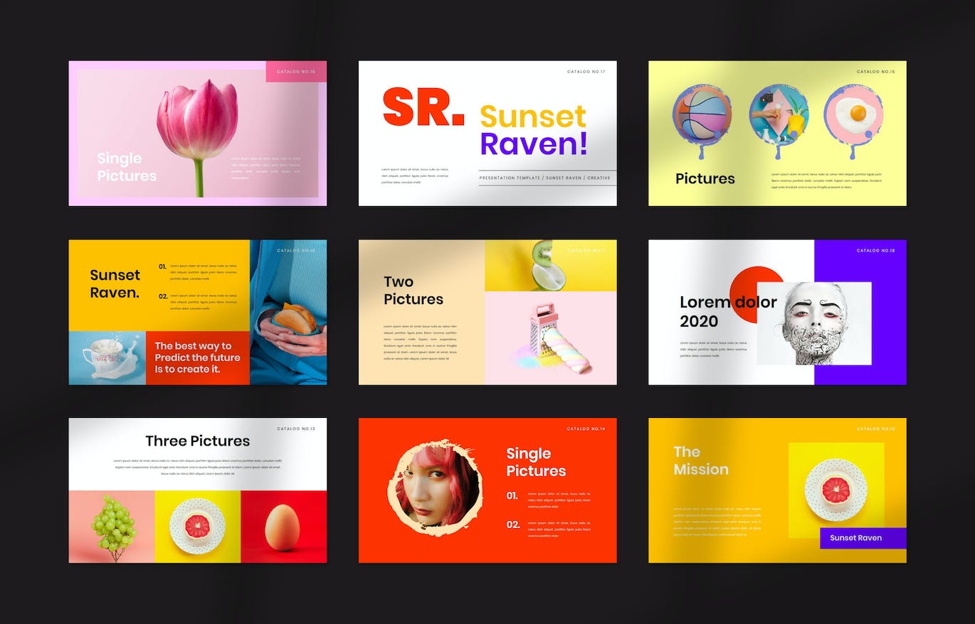 摄影/作品集PPT创意模板 Raven PowerPoint 幻灯图表 sucaiwan.com