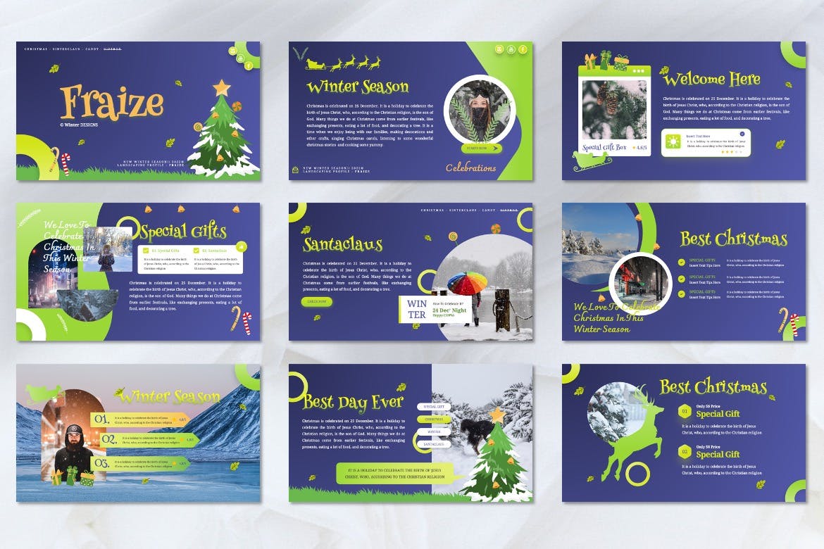 冬季主题Keynote幻灯片演示模板 Fraize – Winter Season Keynote Templates 幻灯图表 sucaiwan.com