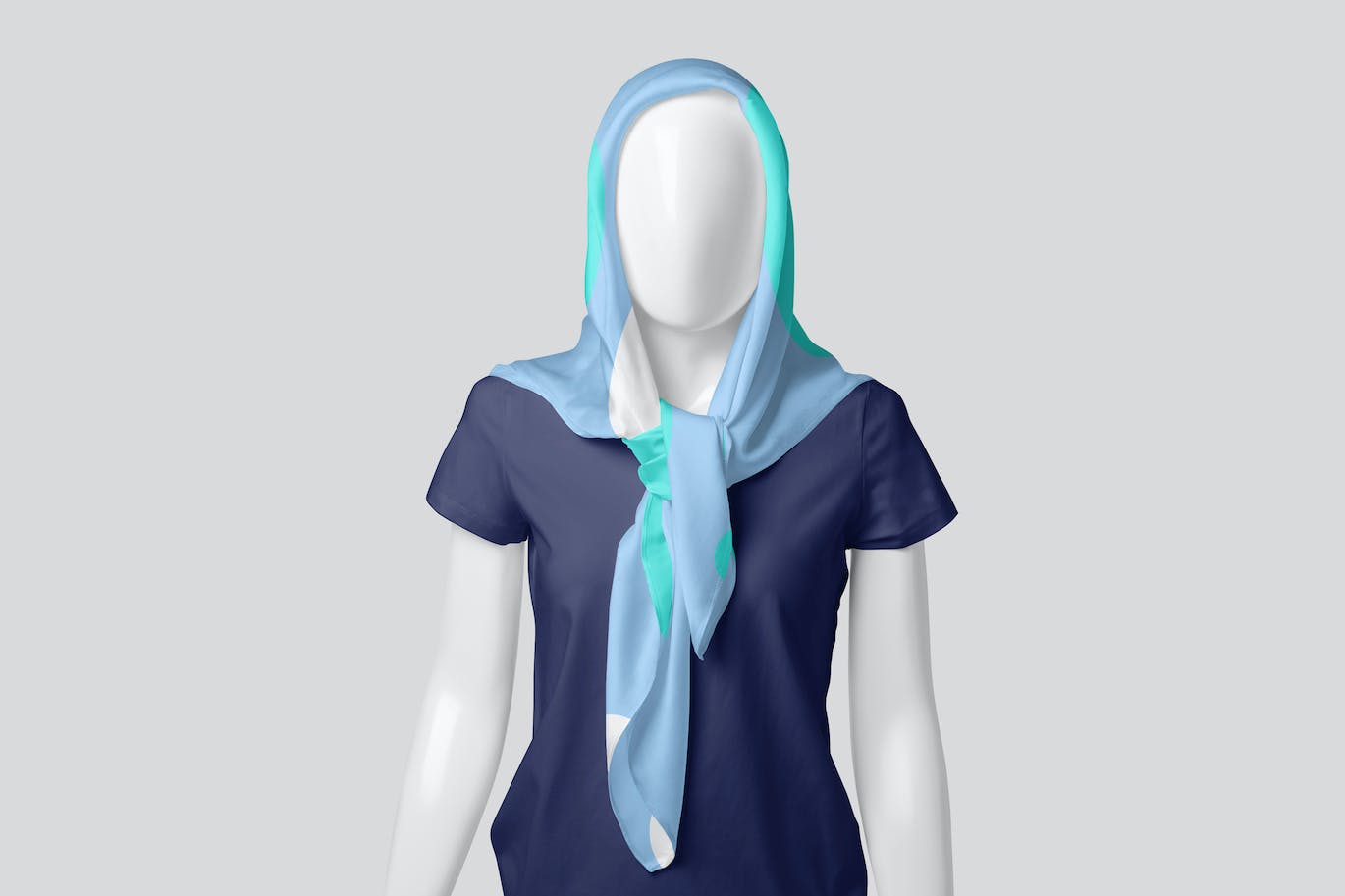 丝绸头巾面料品牌设计样机 Silk Head Scarf Mockups 样机素材 sucaiwan.com