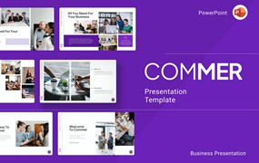 极简商业企业团队介绍PPT素材 Commer Blue Minimalist Business PowerPoint