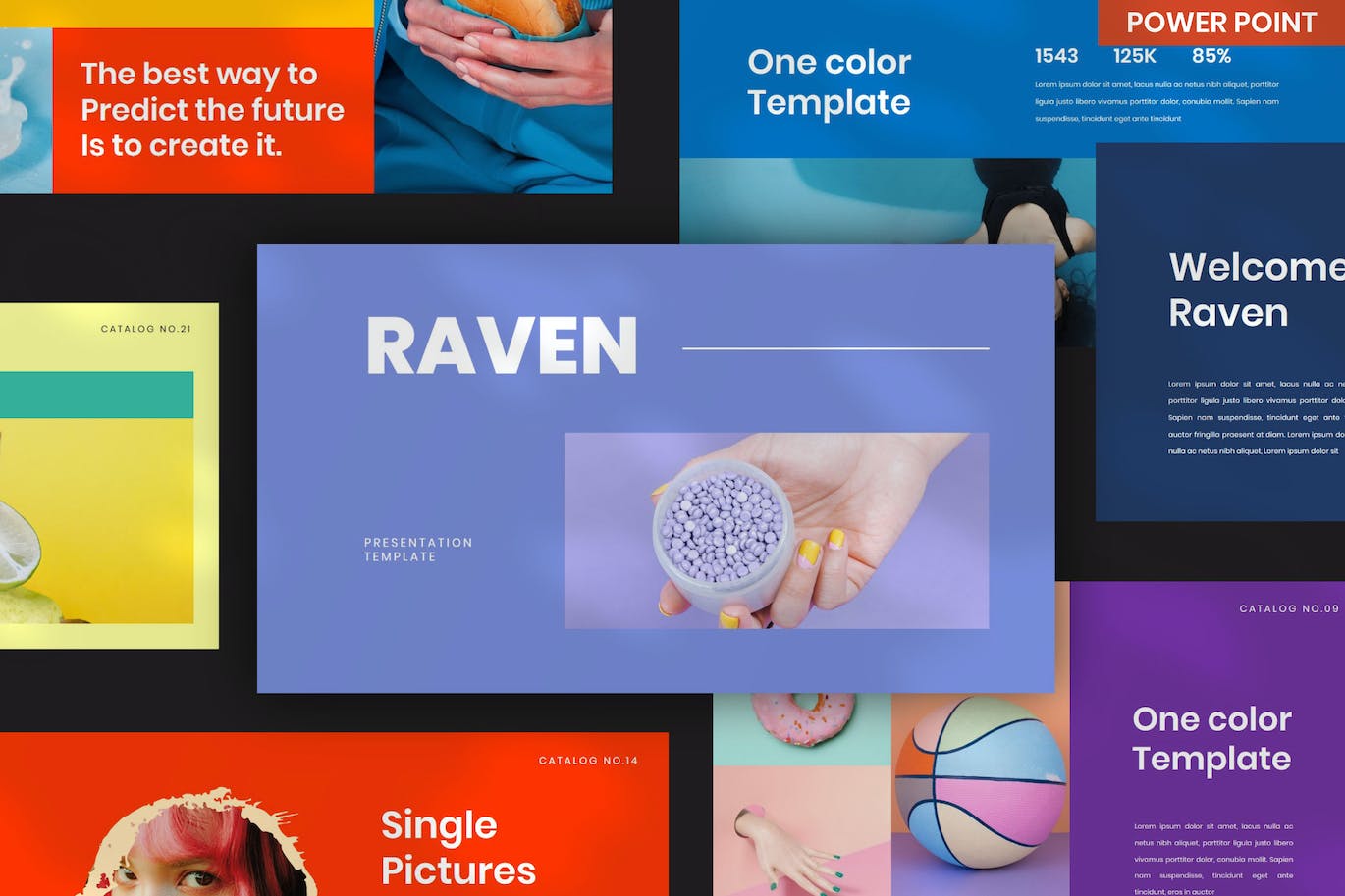 摄影/作品集PPT创意模板 Raven PowerPoint 幻灯图表 sucaiwan.com