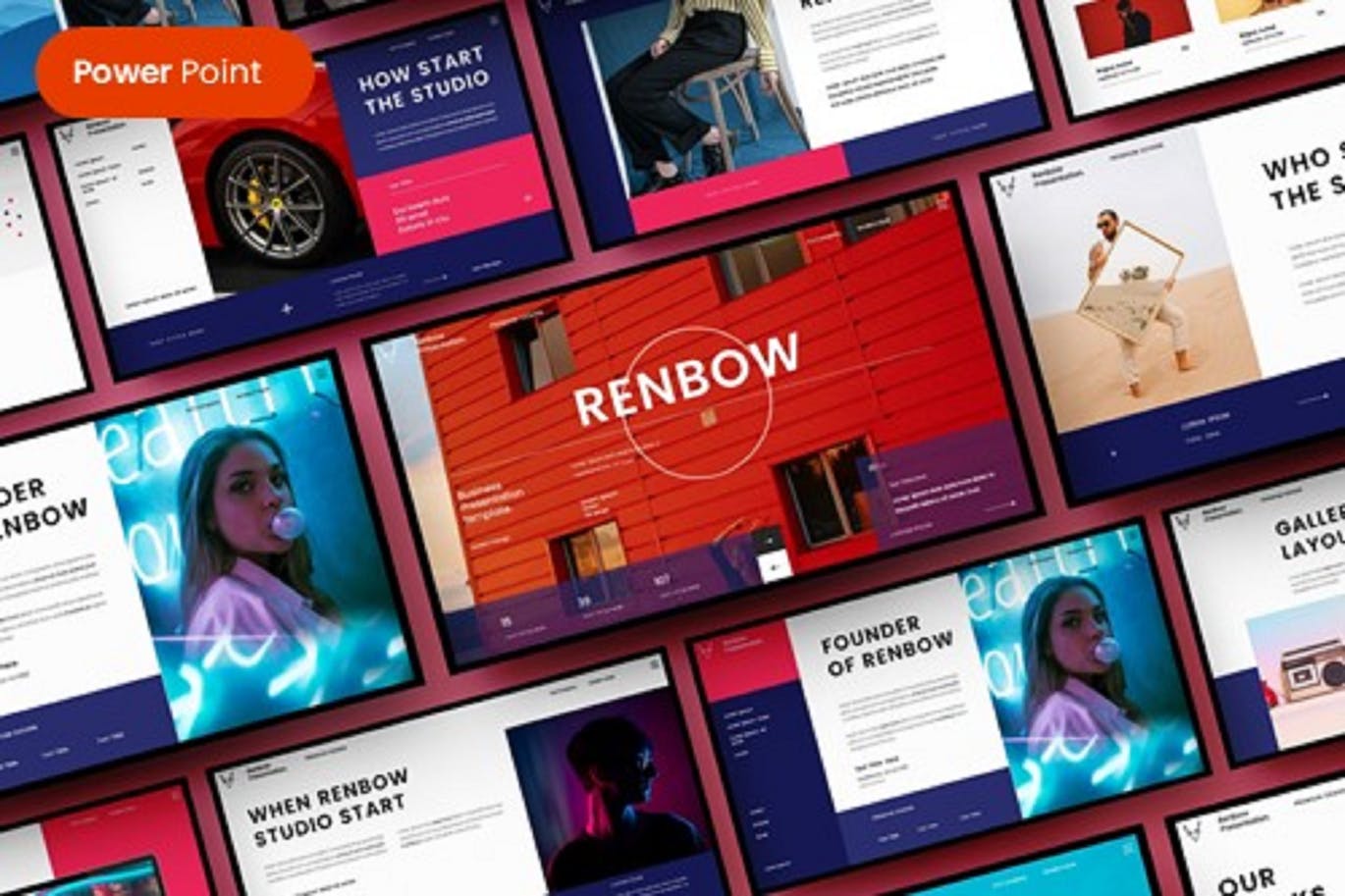 企业宣传材料PowerPoint演示模板 Renbow – Business PowerPoint Template 幻灯图表 sucaiwan.com