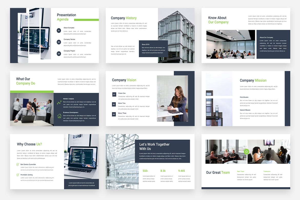 企业年度报告PPT创意模板 Corporate – Business PowerPoint Template 幻灯图表 sucaiwan.com