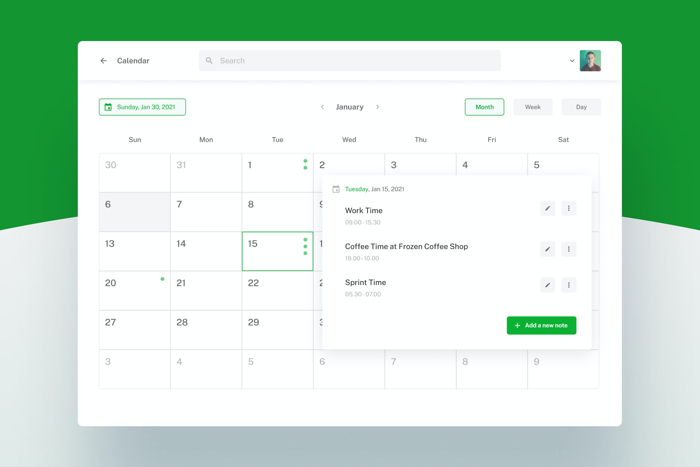 Web网站日期日历设计模板v4 Web Calendar Design APP UI sucaiwan.com