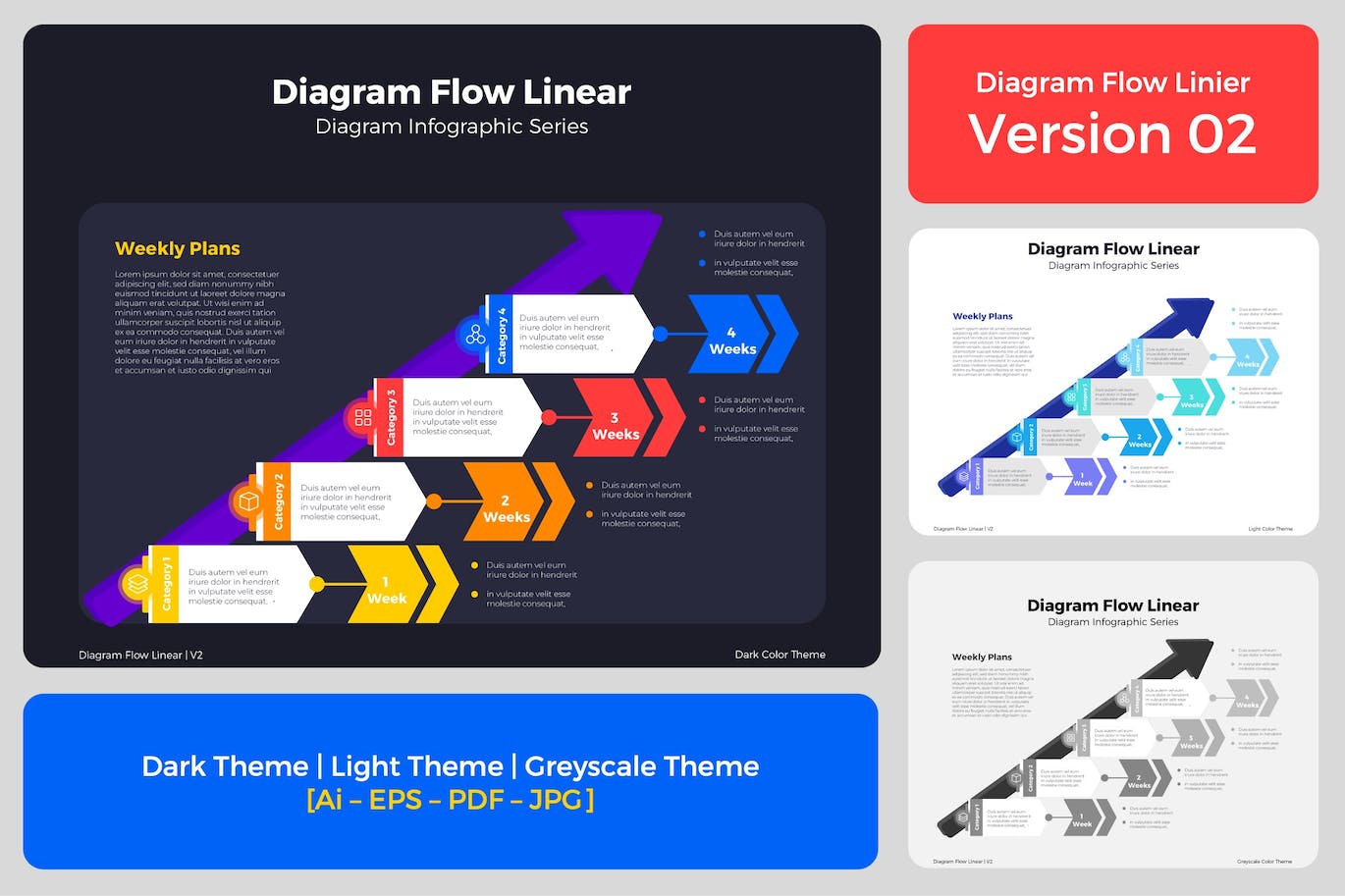 线条流程图表矢量素材v2 Diagram Flow Linear V2 图片素材 sucaiwan.com
