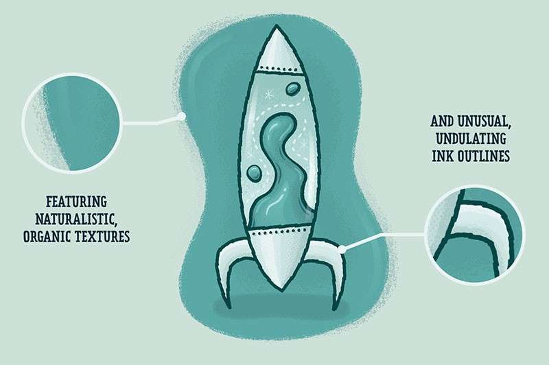 邮票卡通轮廓线和填充纹理AI笔刷 笔刷资源 sucaiwan.com