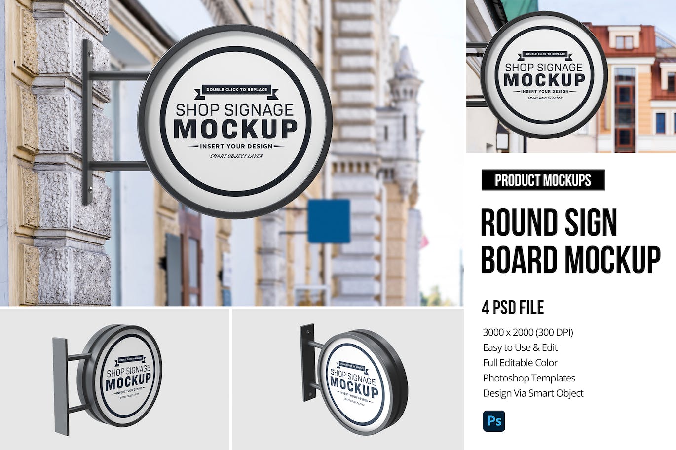 圆形钉墙标志板招牌样机 Round Sign Board Mockup 样机素材 第1张-素材湾丨精选海外优质设计素材资源 圆形钉墙标志板招牌样机 Round Sign Board Mockup 样机素材 sucaiwan.com