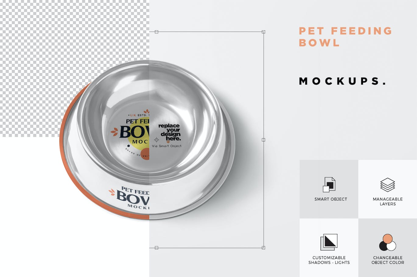 不锈钢宠物狗碗设计样机 Steel Dog Bowl Mockups 样机素材 sucaiwan.com