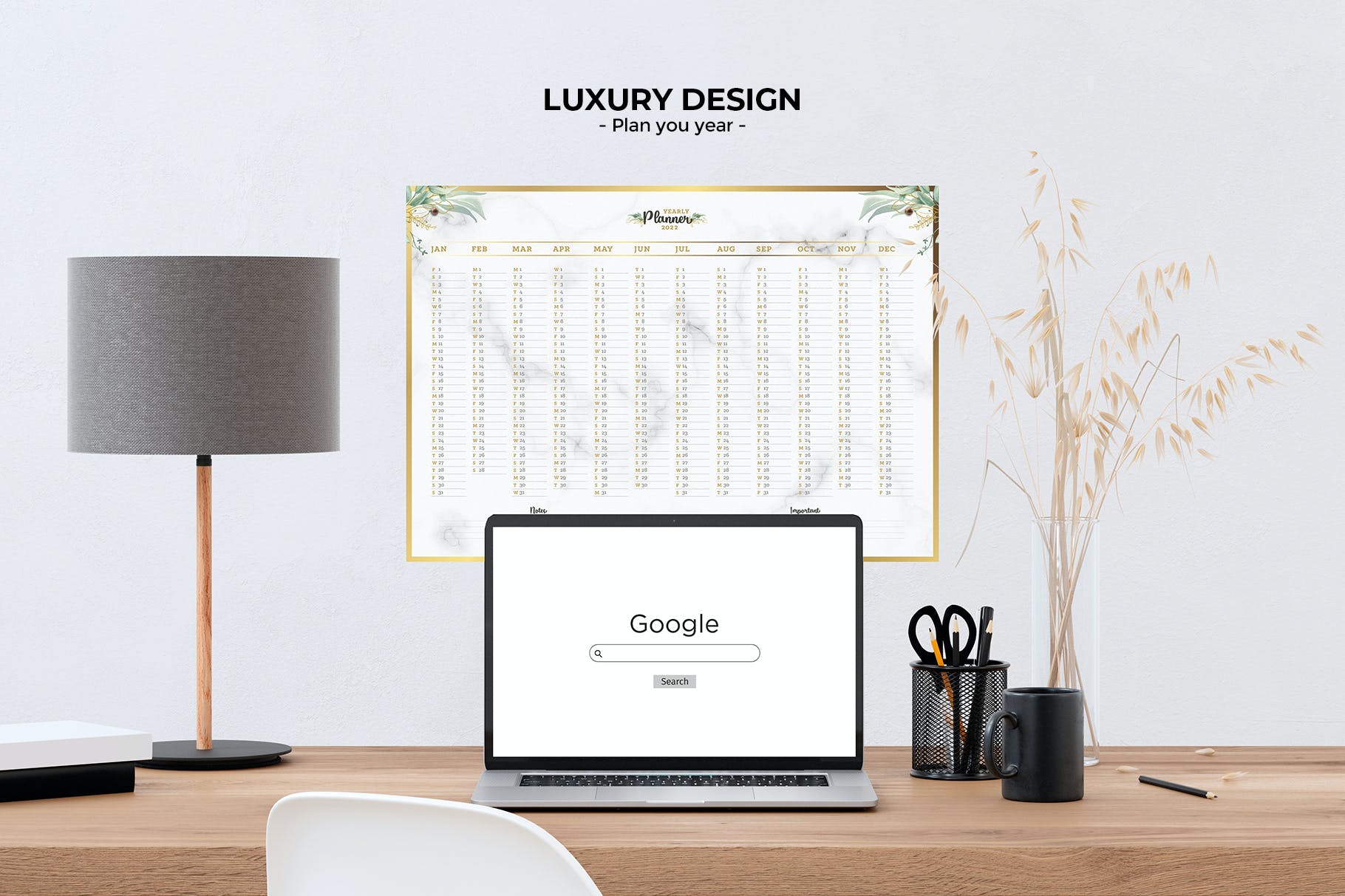 A3年度计划设计模板 Lux yearly planner A3 设计素材 sucaiwan.com