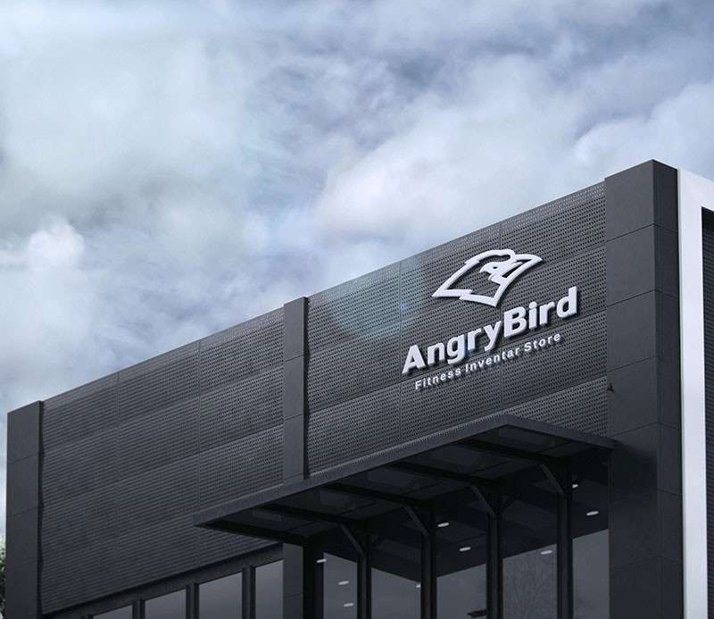 办公楼外墙立体LOGO标志牌样机模板PSD 样机素材 sucaiwan.com