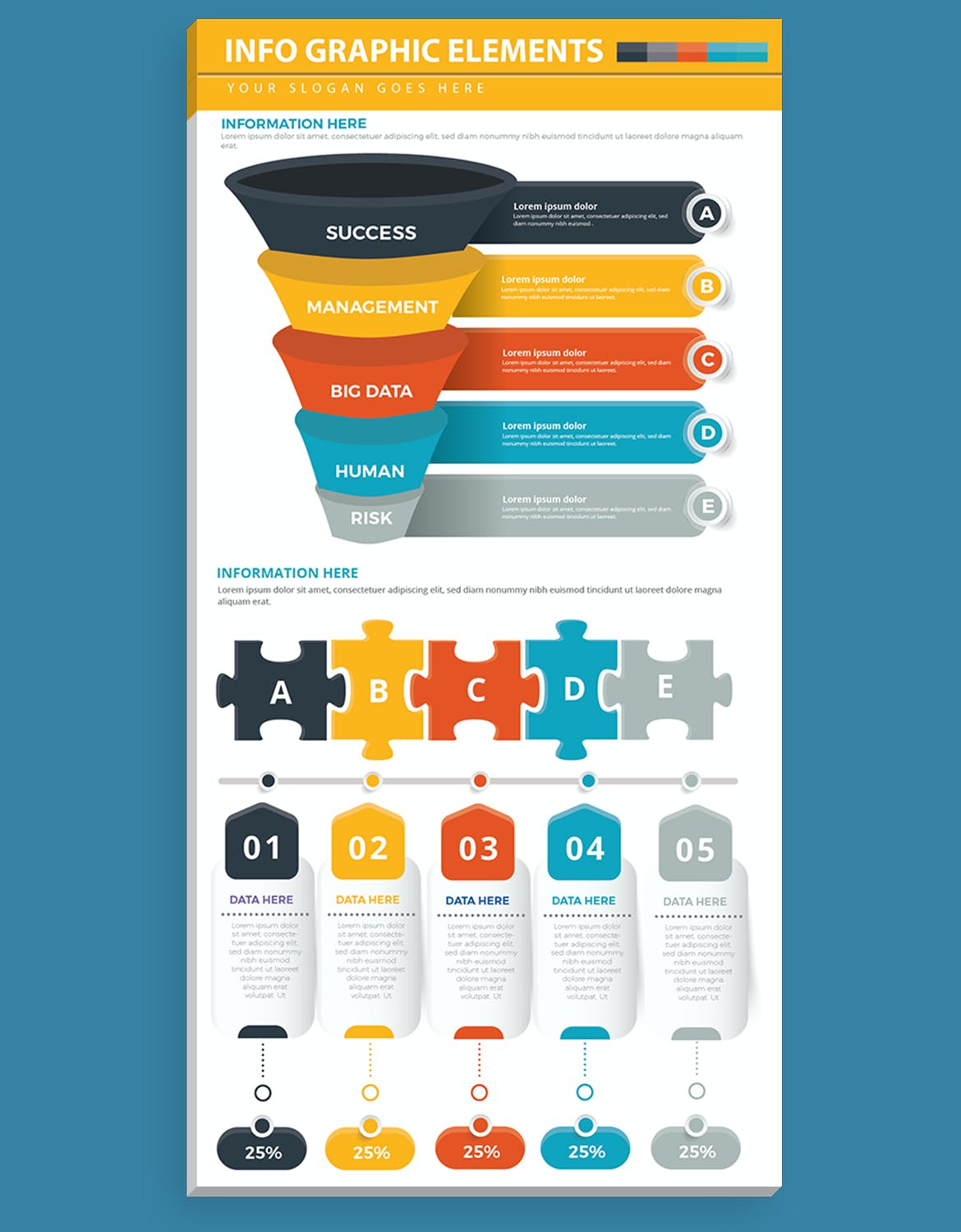 数据步骤信息图表元素模板 Infographic Elements 幻灯图表 sucaiwan.com