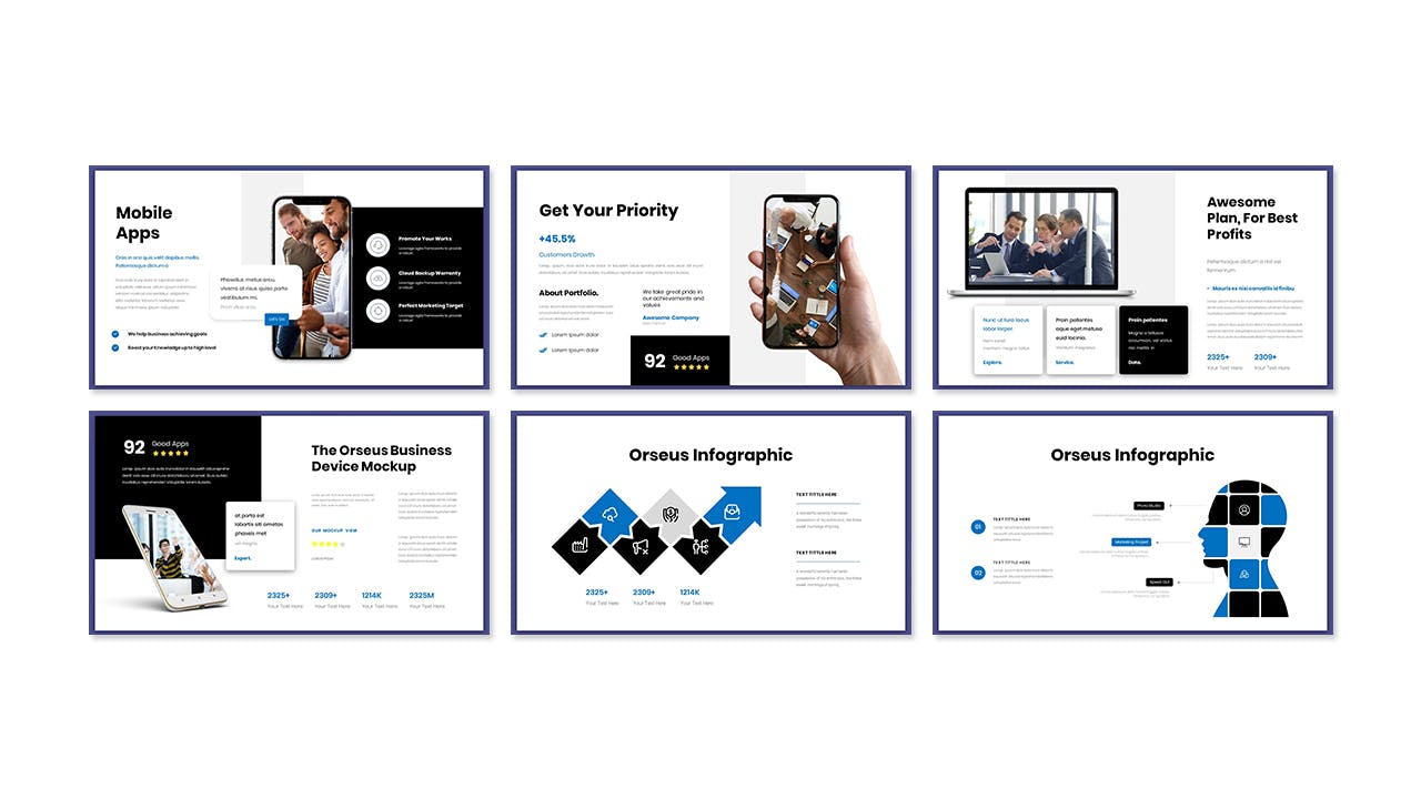 年终总结PowerPoint演示文稿模板 Orseus – Business Presentation PowerPoint Template 幻灯图表 sucaiwan.com
