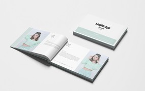 横版书籍画册设计样机模板v2 Landscape Book Mockup V.2