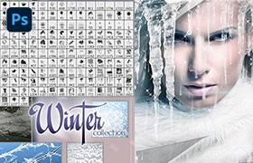 冬季雪花冰柱ps笔刷套装