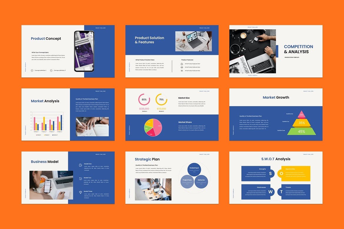 高端商务风企业计划PPT素材 Business Plan PowerPoint Template 幻灯图表 sucaiwan.com