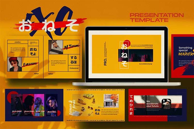 时尚日式风格PPT模板 样机素材 sucaiwan.com