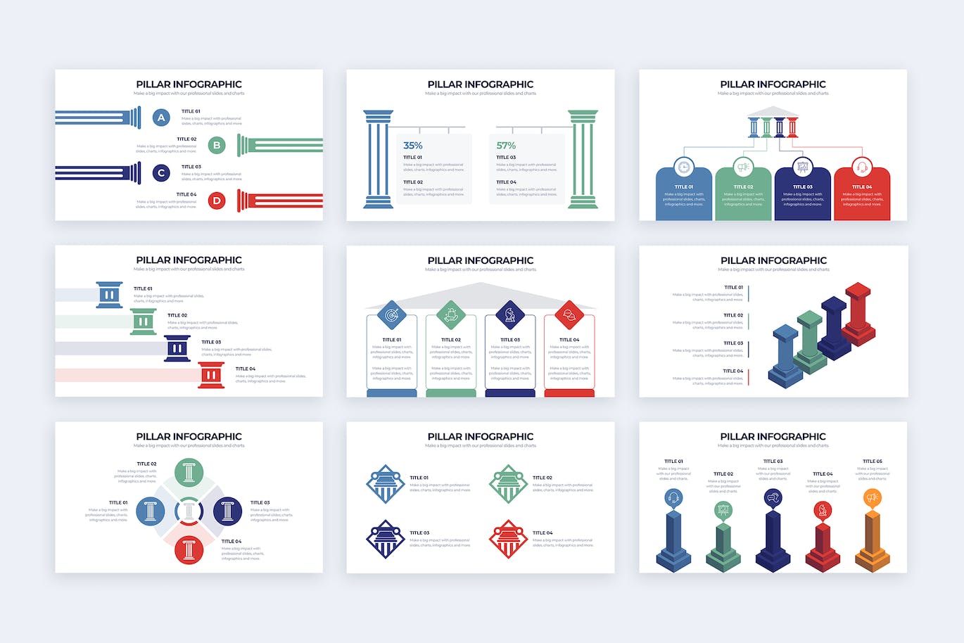 罗马柱信息图表矢量模板 Business Pillar Illustrator Infographics 幻灯图表 sucaiwan.com