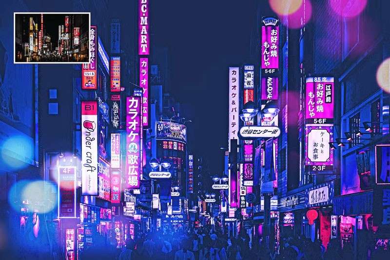 赛博朋克未来感特效PS动作，附视频教程 插件预设 sucaiwan.com