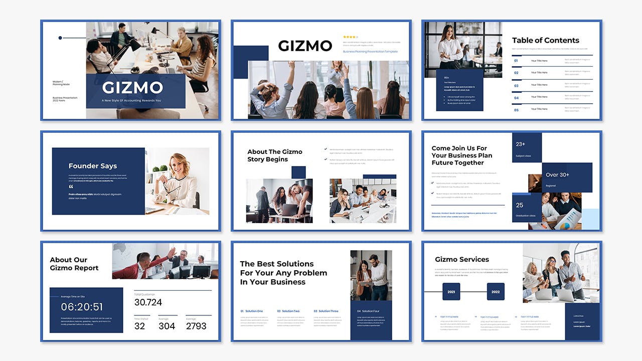 工作汇报Powerpoint模板下载 Gizmo – Business Presentation PowerPoint Template 幻灯图表 sucaiwan.com