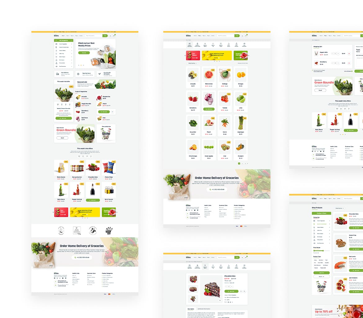 现代杂货店网站模板 Grocery Store Template APP UI sucaiwan.com