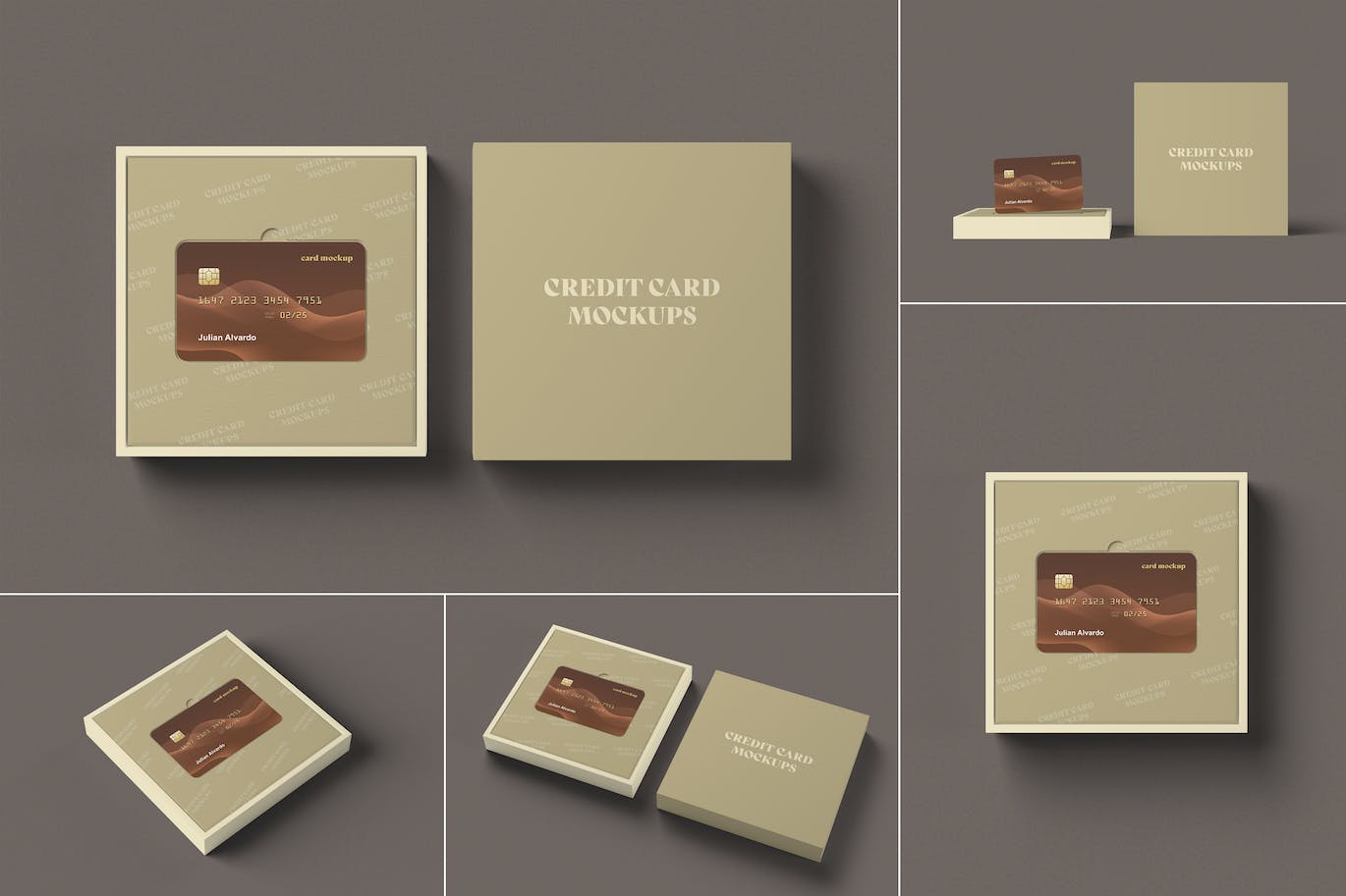 盒子信用卡设计展样机 Credit Card with Box Mockups 样机素材 sucaiwan.com