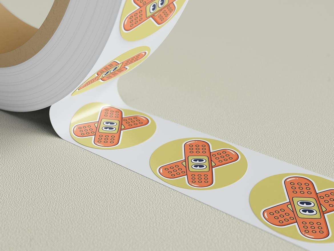 贴纸卷胶布图案设计样机模板 Sticker Roll Mockup 样机素材 sucaiwan.com