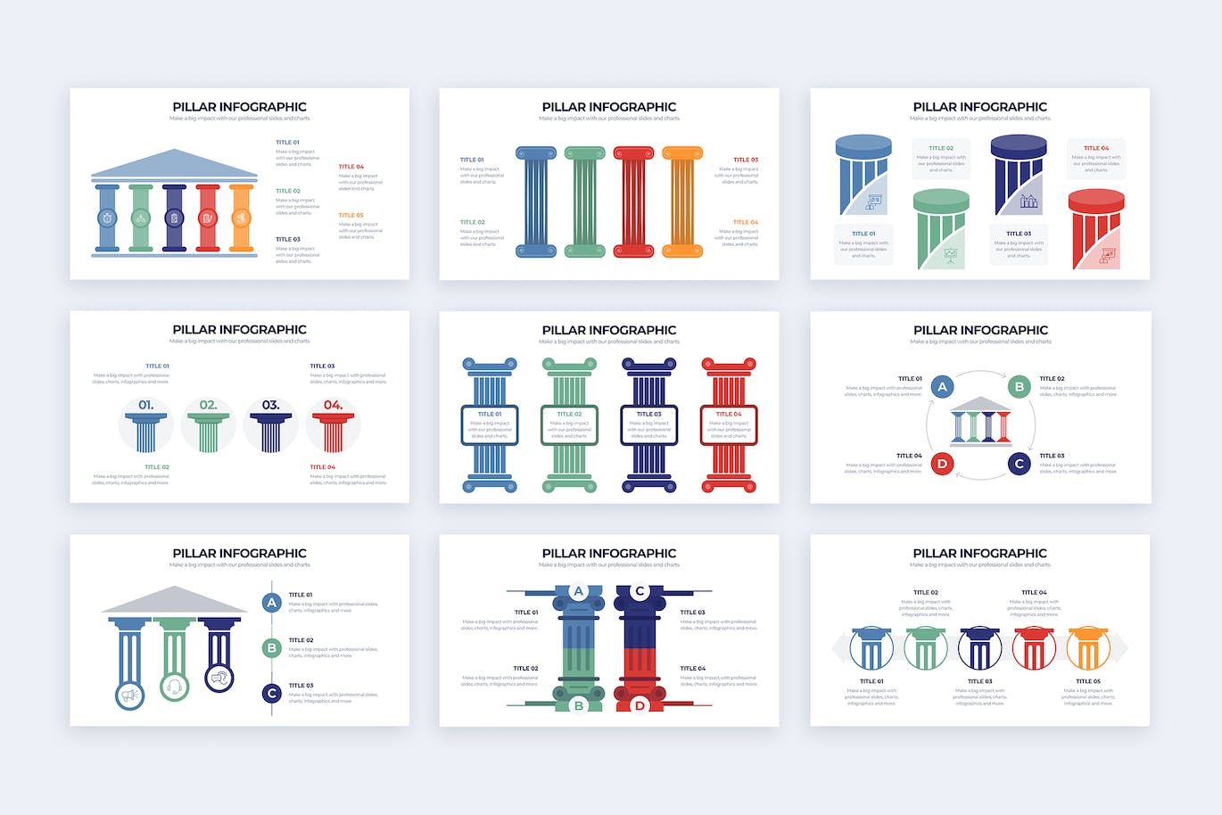 罗马柱信息图表矢量模板 Business Pillar Illustrator Infographics 幻灯图表 sucaiwan.com