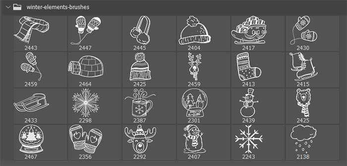 圣诞节冬季元素简笔画PS笔刷 笔刷资源 sucaiwan.com