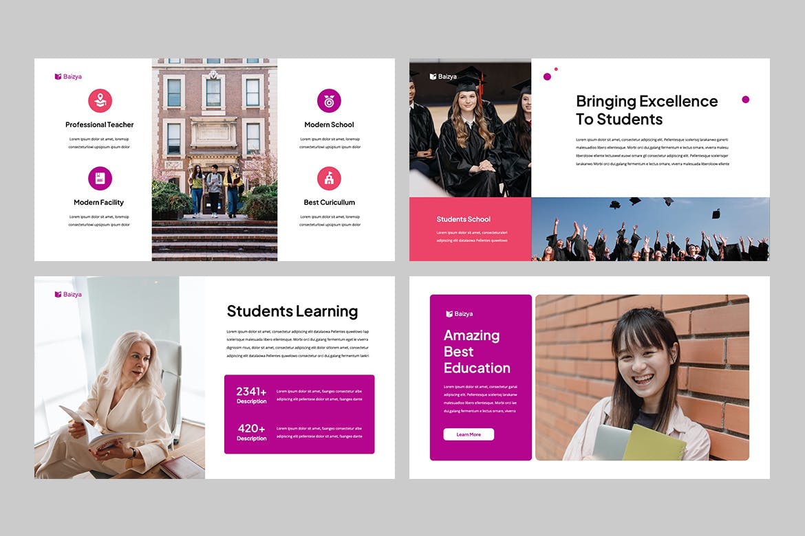 教育方式交流PPT模板下载 BAIZYA – Education Powerpoint 幻灯图表 sucaiwan.com