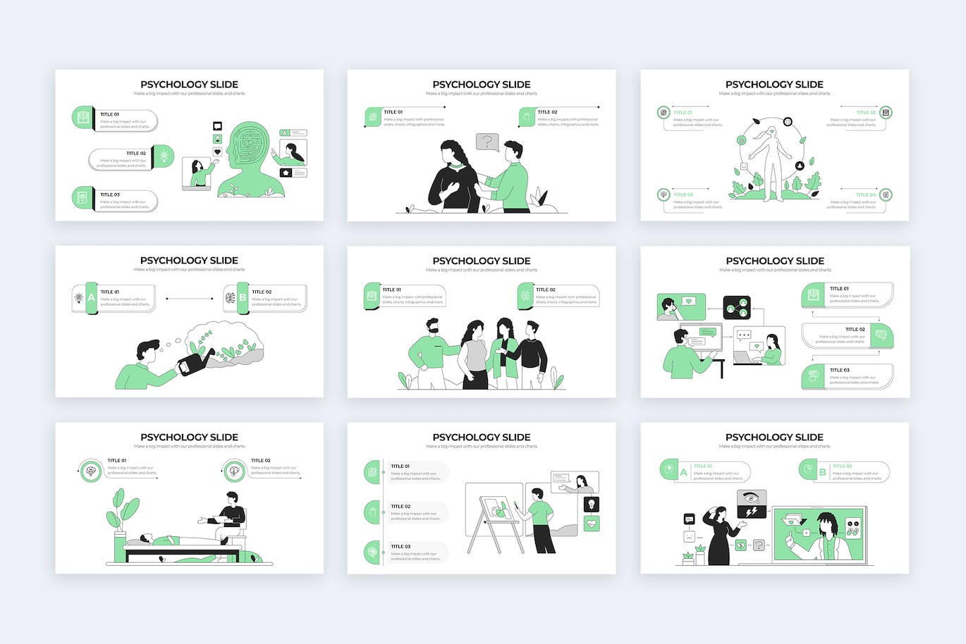 医学心理学信息图表矢量模板 Medical Psychology Slides Illustrator Infographics 幻灯图表 sucaiwan.com