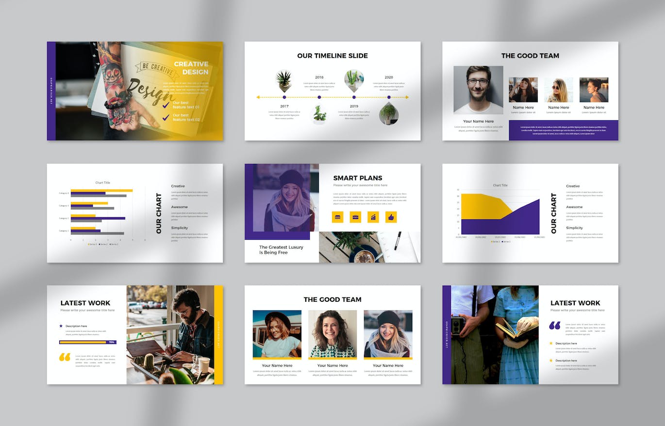 公司产品介绍PPT模板 Nocturnal Business PowerPoint 幻灯图表 sucaiwan.com