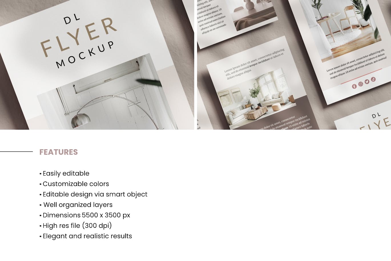 等距DL尺寸宣传单设计样机 Multi Vertical Flyer Mockup 样机素材 sucaiwan.com