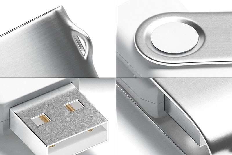 金属旋转U盘设计展示样机PSD模板 样机素材 sucaiwan.com