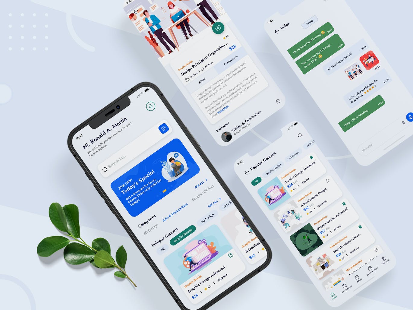 在线电子学习应用App模板UI套件 Telead E-learning Mobile App UI Kit APP UI sucaiwan.com