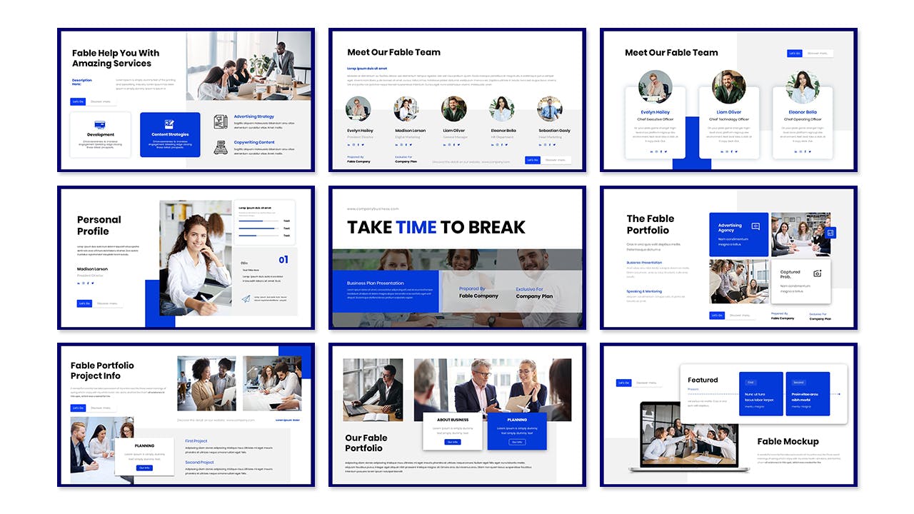 企业战略报告PPT创意模板 Fable – Business Presentation PowerPoint Template 幻灯图表 第2张-素材湾丨精选海外优质设计素材资源 企业战略报告PPT创意模板 Fable – Business Presentation PowerPoint Template 幻灯图表 sucaiwan.com