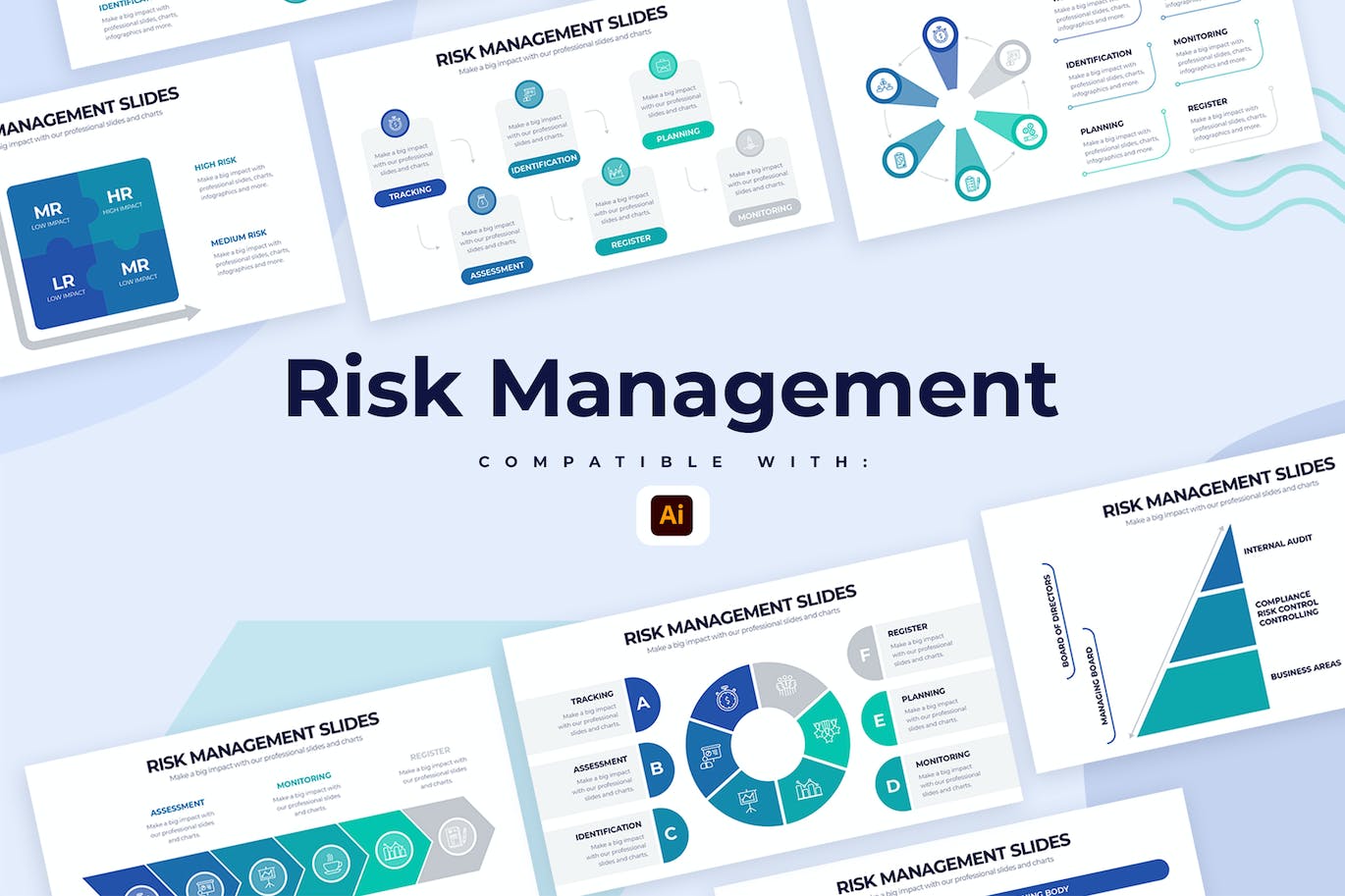 风险管理信息图表矢量模板 Business Risk Management Illustrator Infographics 幻灯图表 sucaiwan.com