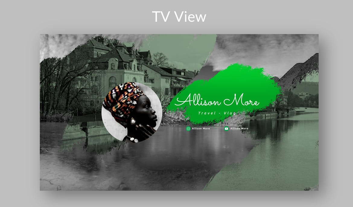 旅行Vlog–Youtube频道艺术Banner模板 Travel Vlog – Youtube Channel Art Header 设计素材 sucaiwan.com