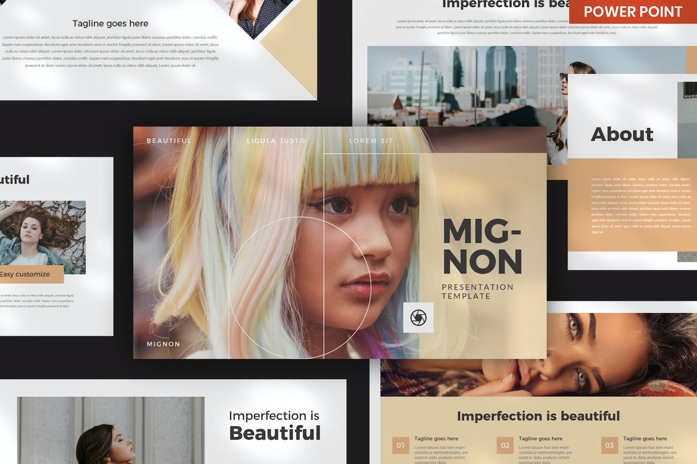 女性时尚演示文稿PPT模板 Mignon Fashion PowerPoint 幻灯图表 sucaiwan.com