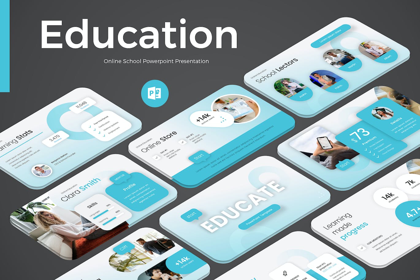 在线教育学校PowerPoint演示文稿模板 Online School – Educational Powerpoint 幻灯图表 第1张-素材湾丨精选海外优质设计素材资源 在线教育学校PowerPoint演示文稿模板 Online School – Educational Powerpoint 幻灯图表 sucaiwan.com