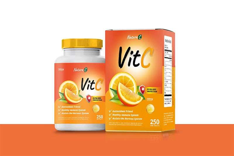 维生素C药瓶包装设计AI模板 样机素材 sucaiwan.com
