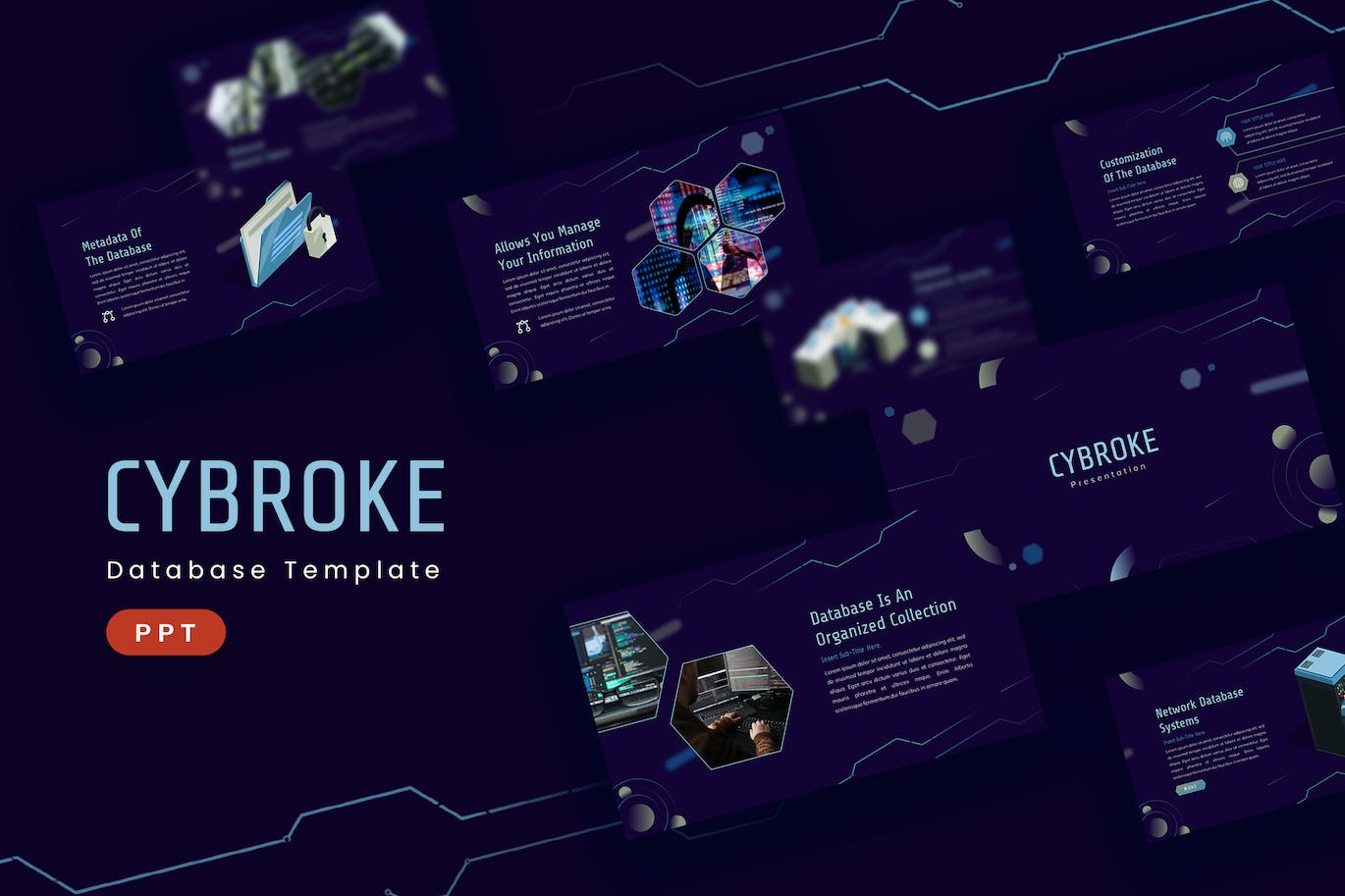 数据加密处理Powerpoint幻灯片模板 Cybroke – Powerpoint Template 幻灯图表 sucaiwan.com