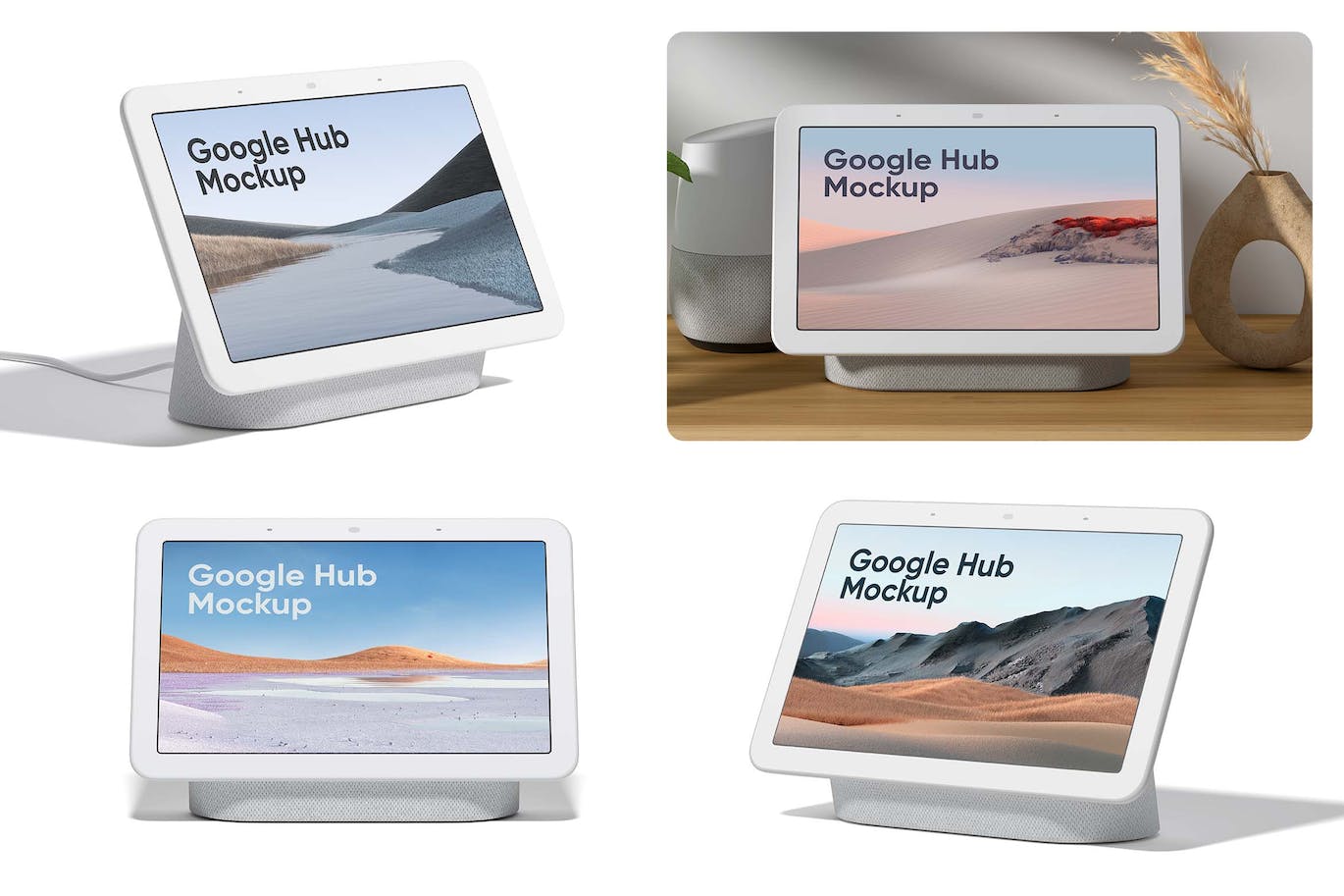 谷歌智能家居控制中心设备屏幕样机 Google Hub Mockup 样机素材 sucaiwan.com