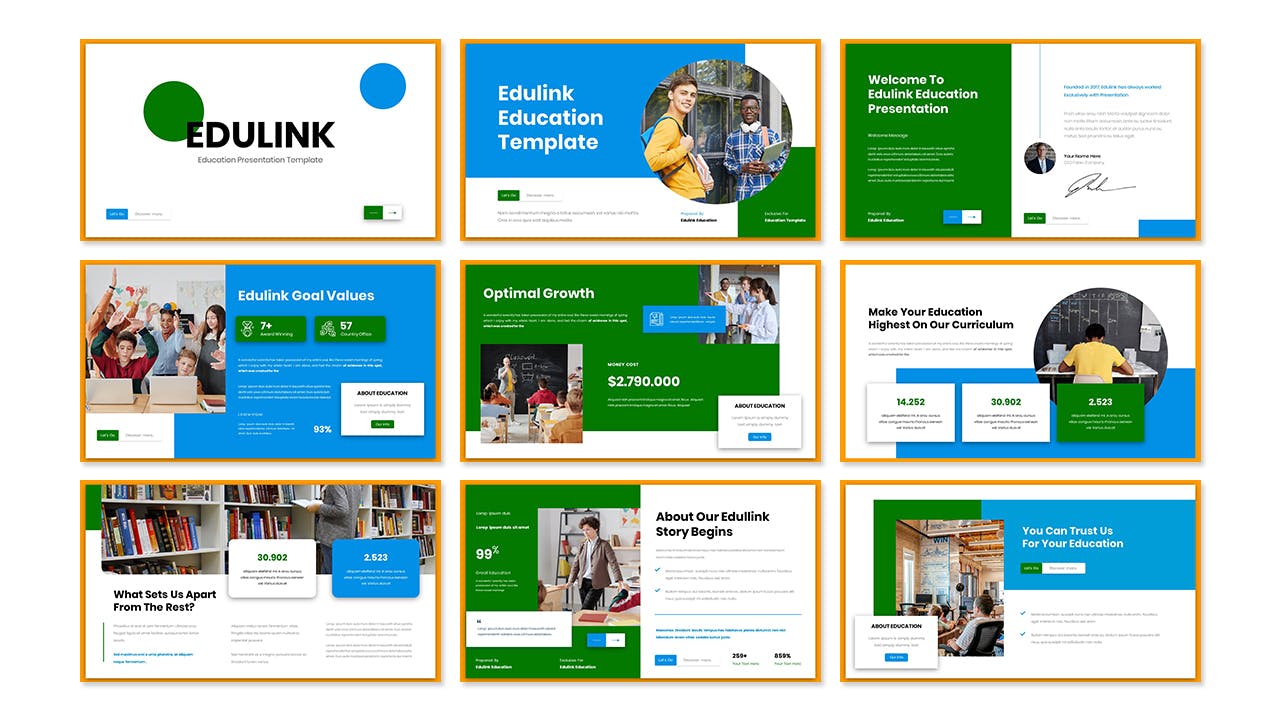 课堂教育PowerPoint演示模板 Edulink Education Presentation PowerPoint Template 幻灯图表 sucaiwan.com