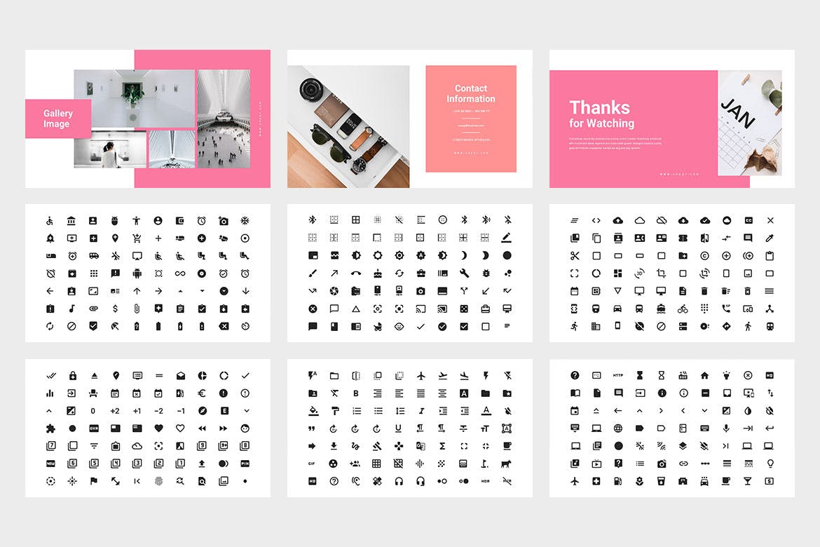 创意粉色PPT模板 Uvaqy : Creative Pink Powerpoint 幻灯图表 sucaiwan.com